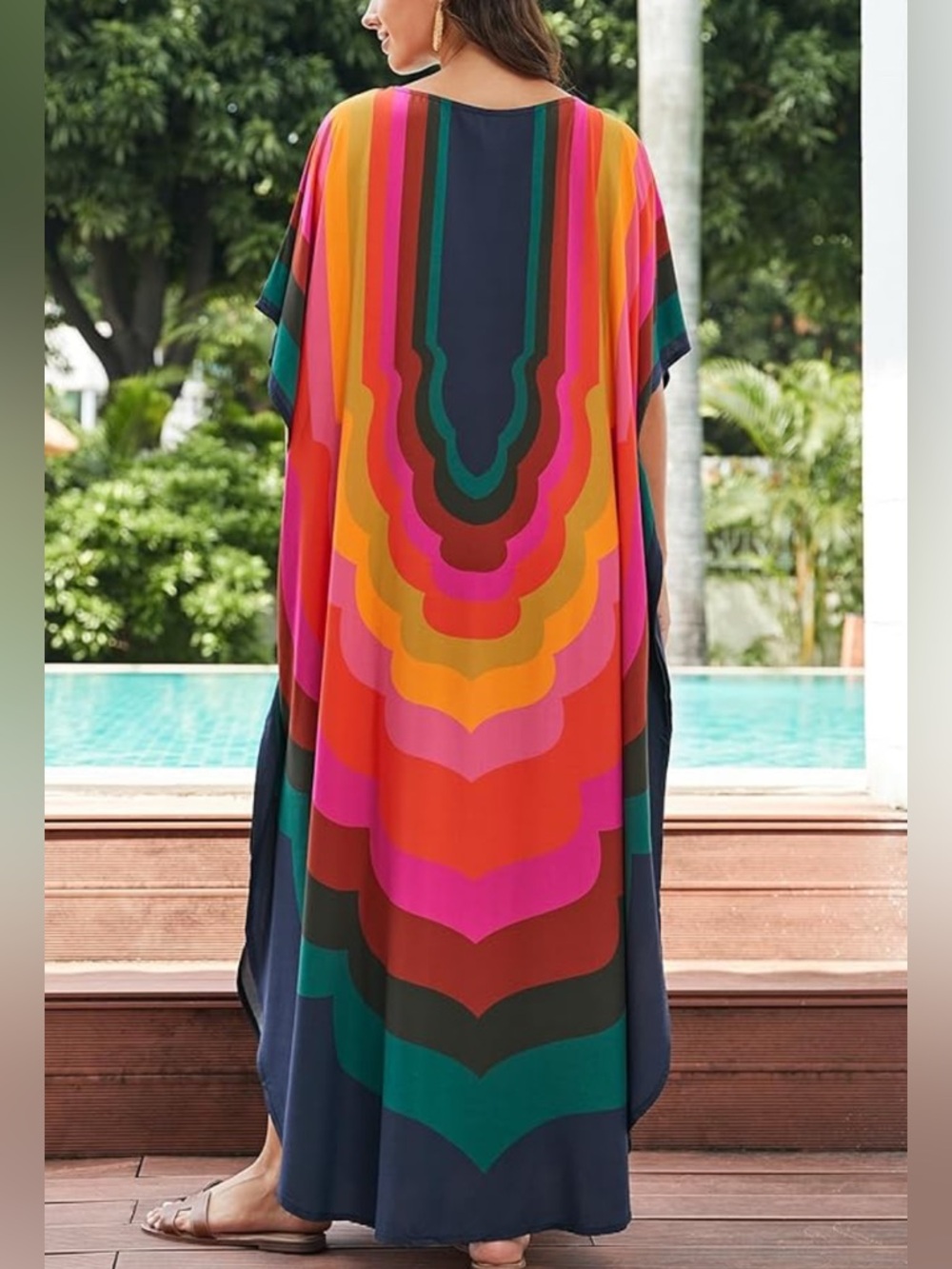 Trina Turk Rainbow stripped  Kaftan Dress - Picture 2 of 9